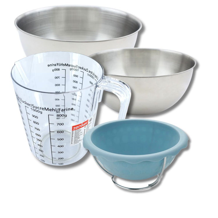 Set pâtisserie avec moule demi-sphère pour gâteau créatif, 2 bols à mixer, verre mesureur et spatule Zenker