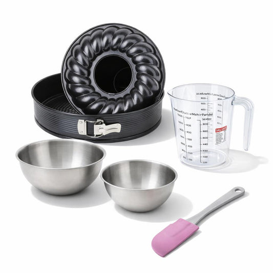 Set de 5 ustensiles de pâtisserie moule à manqué bol à mixer spatule de cuisine et verre doseur Black metallic Black mettallic Zenker Black mettallic