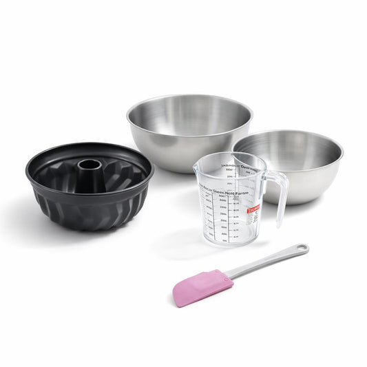 Set de 5 ustensiles de pâtisserie moule à gâteaux 2 bols spatule pâtisserie et verre doseur Black metallic Black mettallic Zenker Black mettallic