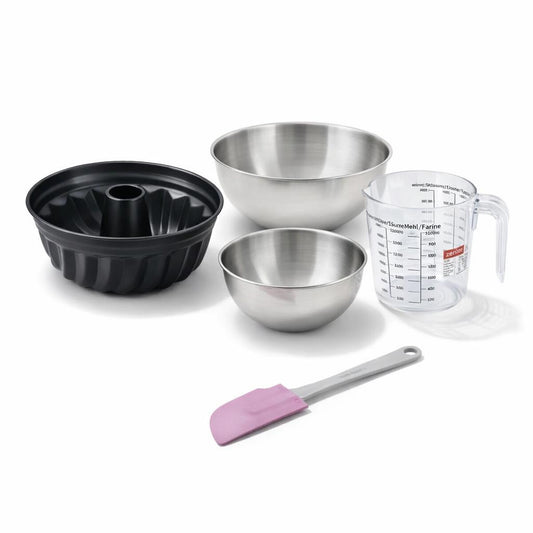 Set de 5 ustensiles de pâtisserie moule à kouglof bol à mixer verre mesureur et spatule silicone Black metallic Black mettallic Zenker Black mettallic