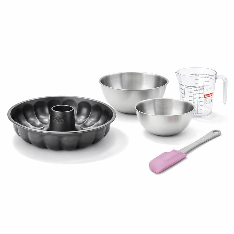 Set de 5 ustensiles de pâtisserie moule à gâteaux bol spatule pâtisserie et verre doseur Black metallic Black mettallic Zenker Black mettallic