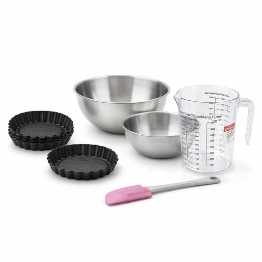 Set de 10 ustensiles de pâtisserie avec 6 moules à gâteaux 2 bols spatule et verre doseur Black metallic Black mettallic Zenker Black mettallic