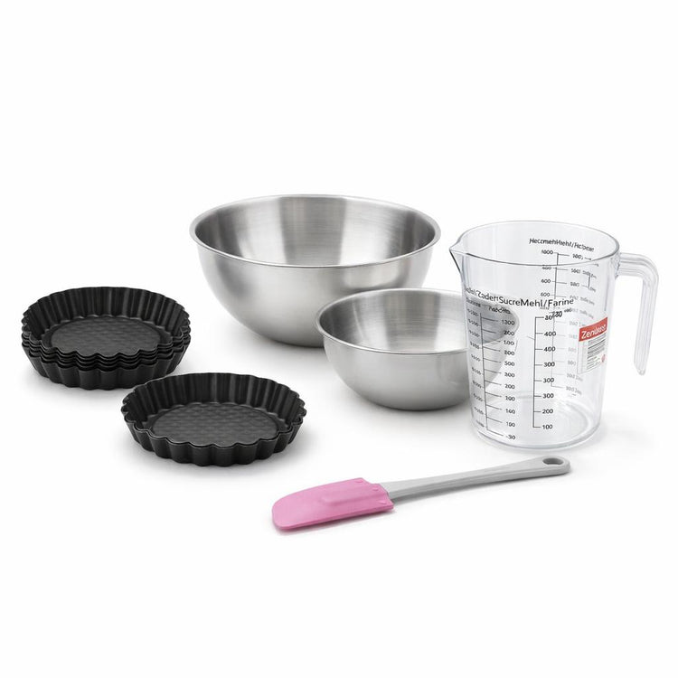 Set de 10 ustensiles de pâtisserie avec 6 moules à gâteaux 2 bols spatule et verre doseur Black metallic Black mettallic Zenker Black mettallic
