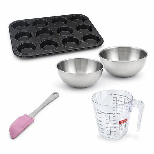 Set de 5 ustensiles de pâtisserie moule à gâteaux bol spatule et verre doseur Black metallic Black mettallic Zenker Black mettallic