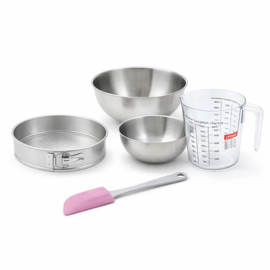 Set de 5 ustensiles de pâtisserie moule à gâteaux bol spatule pâtisserie et verre doseur Zenker Silver
