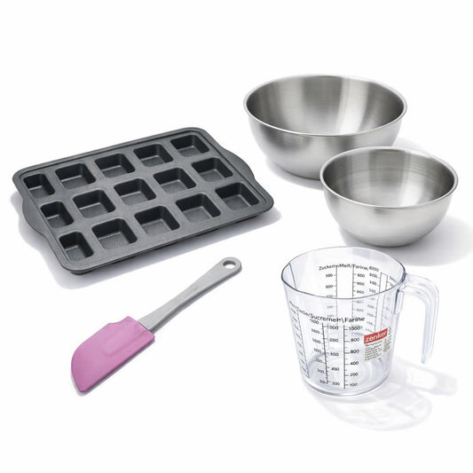 Set de 5 ustensiles de pâtisserie moule à gâteaux bols spatule et verre doseur Silicone fibre de verre Silicone fibre de verre Zenker Silicone fibre de verre