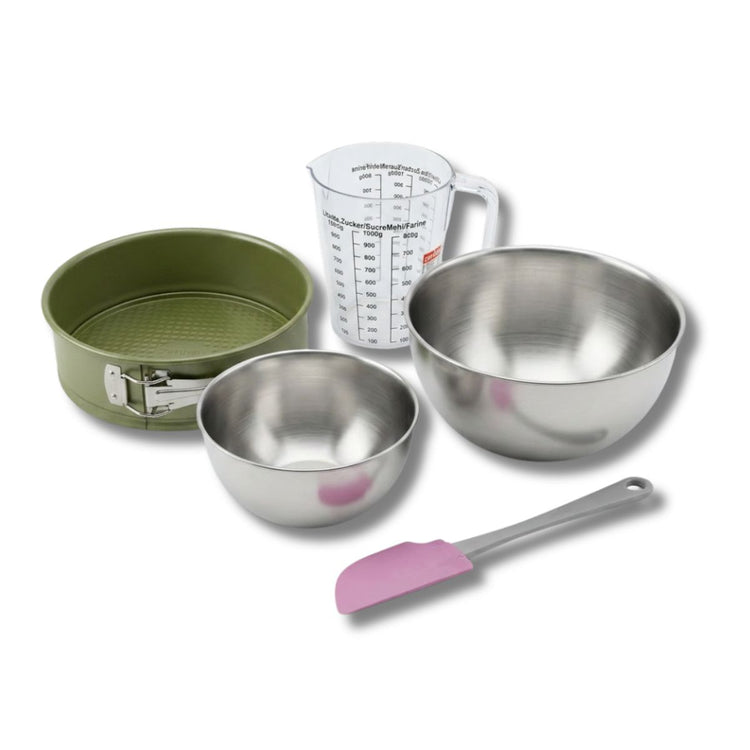 Set de 5 ustensiles de pâtisserie moule à manqué bols spatule et verre doseur Zenker Green Vision