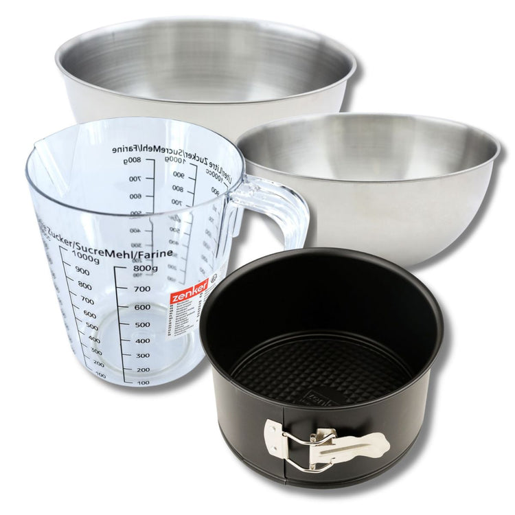 Set pâtisserie avec moule à panettone 18 cm, 2 bols à mixer, verre mesureur et spatule Zenker