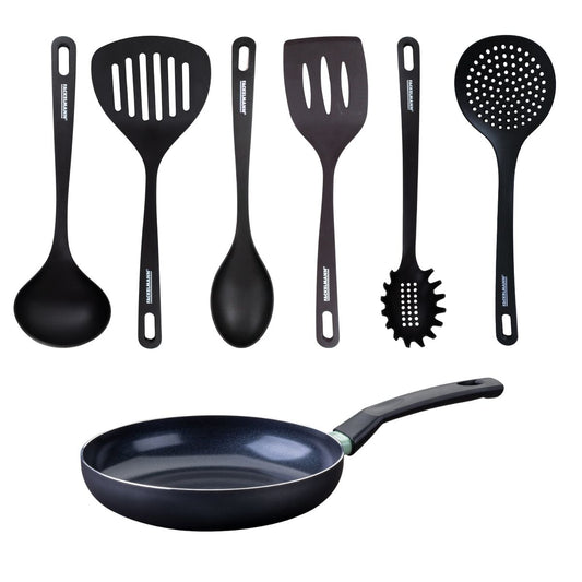 Set poêle antiadhésive céramique 24 cm et 6 ustensiles Fackelmann Brandao