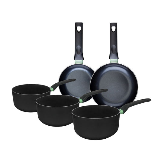 Ensemble de 2 poêles de 16 et 20 cm et 3 casseroles 16, 18 et 20 cm Fackelmann Brandao