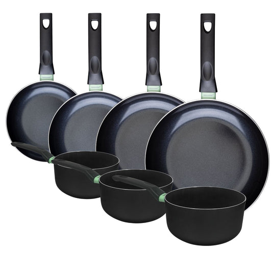 Ensemble de 4 poêles de 20, 24, 28 et 30 cm et 3 casseroles 16, 18 et 20 cm Fackelmann Brandao