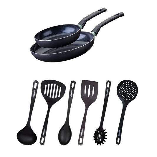 Ensemble de 2 poêles de 20 et 28 cm et 6 ustensiles Fackelmann Brandao