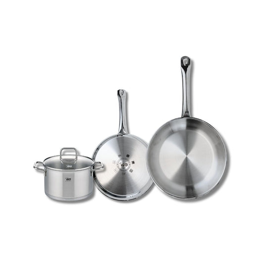 Set de 2 Poêles de cuisson 24 et 28 cm et 1 faitout 16 cm Elo Profi Citrin