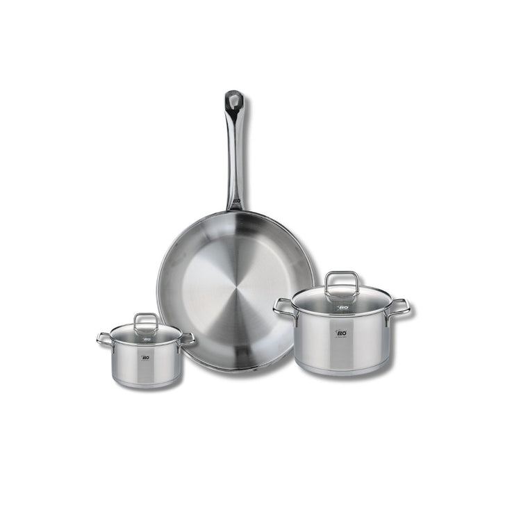 Ensemble de 1 Poêle de cuisson 28 cm et 2 faitouts 12 et 16 cm Elo Profi Citrin