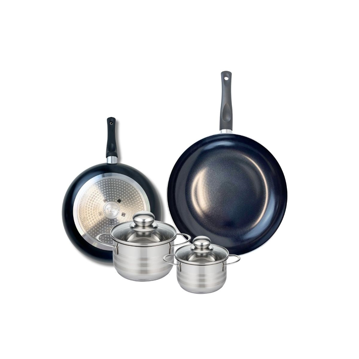 Set Cuisine Fackelmann 6 Pièces Inox 18/8 - 3 Poêles (20-28 Cm) Et 3 Casseroles (12-20 Cm), Induction Compatible