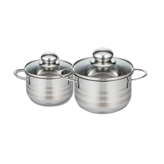 Lot de 2 faitouts 16 et 20 cm en acier inoxydable sans PFAS Elo Brillant