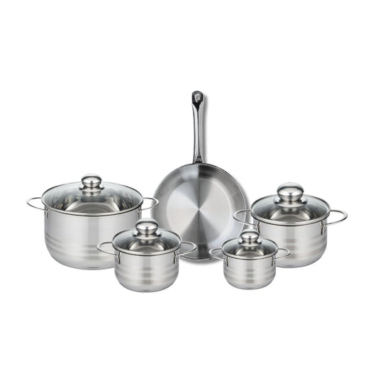 Ensemble de 1 Poêle de cuisson 24 cm et 4 faitouts 12, 14, 16 et 20 cm Elo Profi Brillant