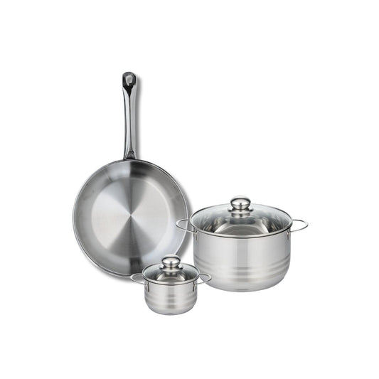 Ensemble de 1 Poêle de cuisson 28 cm et 2 faitouts 12 et 20 cm Elo Profi Brillant
