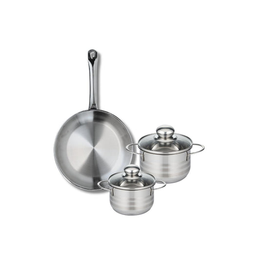 Ensemble de 1 Poêle de cuisson 28 cm et 2 faitouts 14 et 16 cm Elo Profi Brillant