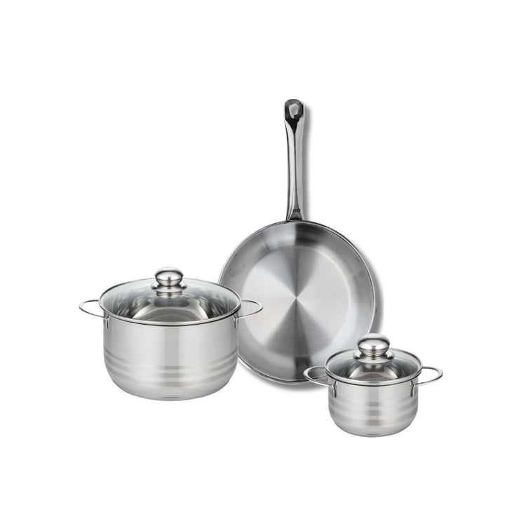 Ensemble de 1 Poêle de cuisson 28 cm et 2 faitouts 14 et 20 cm Elo Profi Brillant