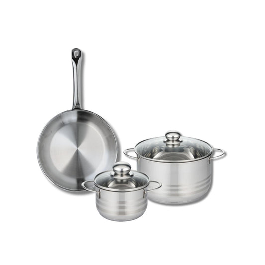 Ensemble de 1 Poêle de cuisson 28 cm et 2 faitouts 16 et 24 cm Elo Profi Brillant
