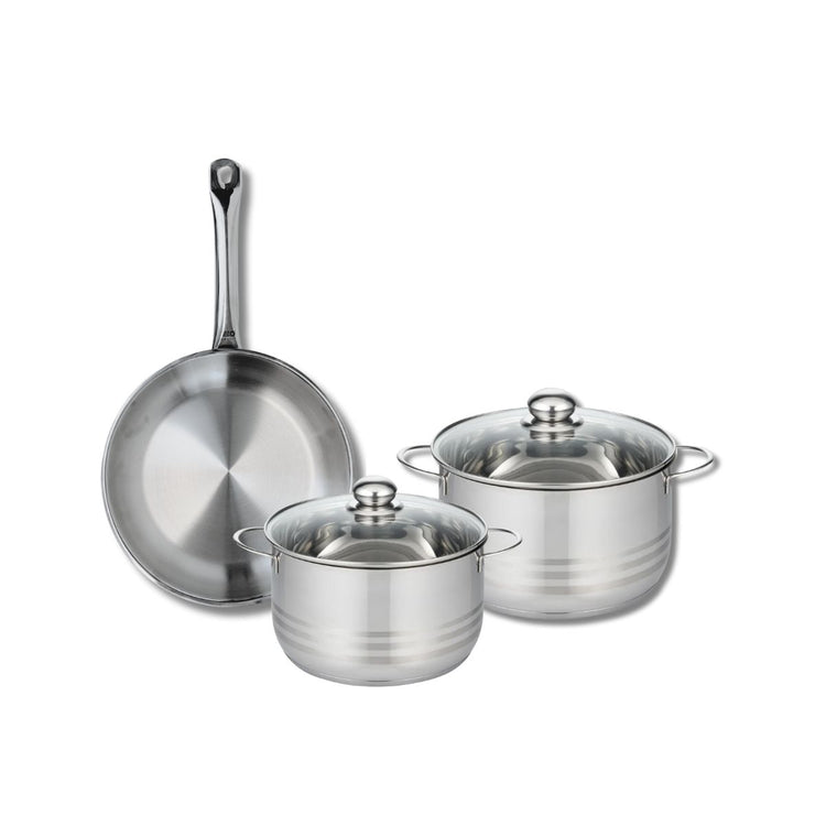 Ensemble de 1 Poêle de cuisson 28 cm et 2 faitouts 20 et 24 cm Elo Profi Brillant