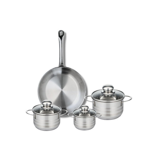 Ensemble de 1 Poêle de cuisson 28 cm et 3 faitouts 12, 14 et 16 cm Elo Profi Brillant