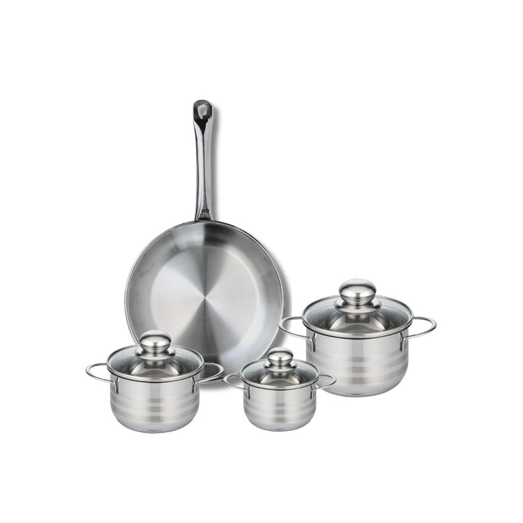 Ensemble de 1 Poêle de cuisson 28 cm et 3 faitouts 12, 14 et 16 cm Elo Profi Brillant