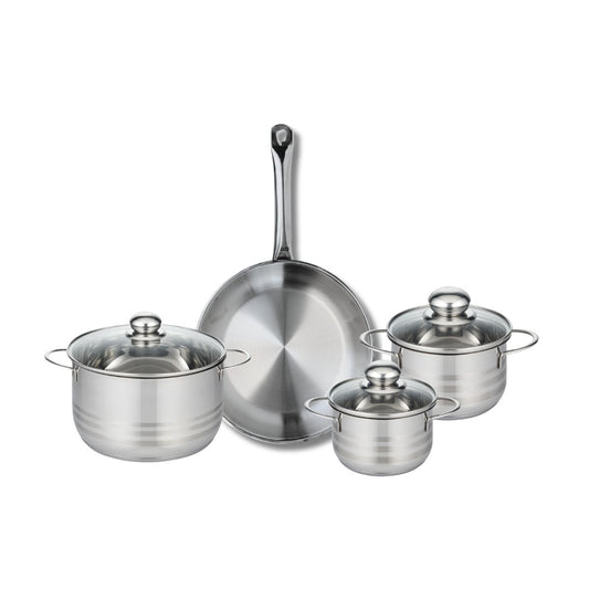 Ensemble de 1 Poêle de cuisson 28 cm et 3 faitouts 14, 16 et 20 cm Elo Profi Brillant