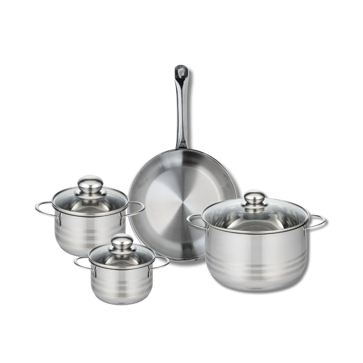 Ensemble de 1 Poêle de cuisson 28 cm et 3 faitouts 14, 16 et 24 cm Elo Profi Brillant