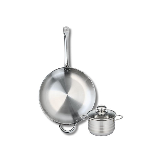 Ensemble de 1 Poêle de cuisson 32 cm et 1 faitout 14 cm Elo Profi Brillant