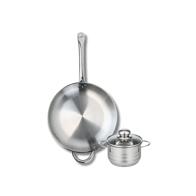 Ensemble de 1 Poêle de cuisson 32 cm et 1 faitout 14 cm Elo Profi Brillant