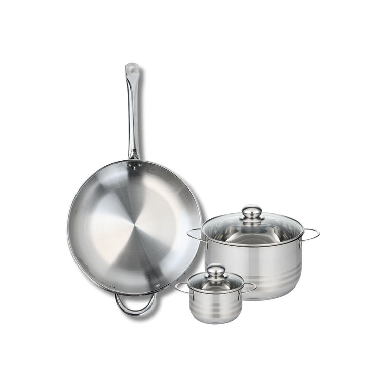 Ensemble de 1 Poêle de cuisson 32 cm et 2 faitouts 12 et 20 cm Elo Profi Brillant