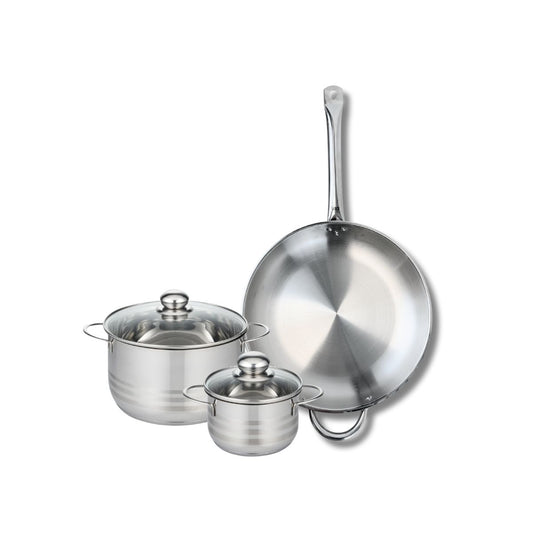 Ensemble de 1 Poêle de cuisson 32 cm et 2 faitouts 14 et 20 cm Elo Profi Brillant