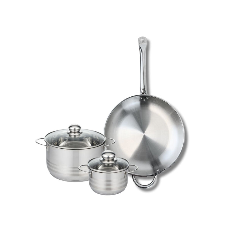 Ensemble de 1 Poêle de cuisson 32 cm et 2 faitouts 14 et 20 cm Elo Profi Brillant