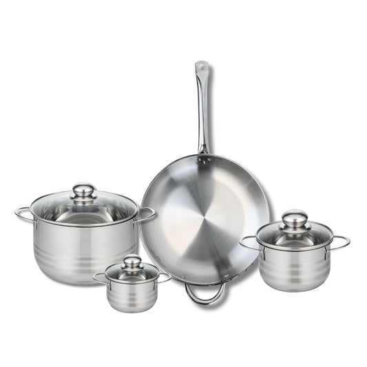 Ensemble de 1 Poêle de cuisson 32 cm et 3 faitouts 12, 16 et 24 cm Elo Profi Brillant
