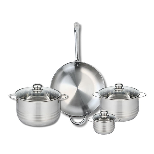 Ensemble de 1 Poêle de cuisson 32 cm et 3 faitouts 12, 20 et 24 cm Elo Profi Brillant