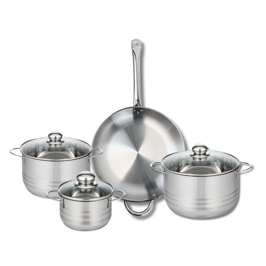 Ensemble de 1 Poêle de cuisson 32 cm et 3 faitouts 16, 20 et 24 cm Elo Profi Brillant