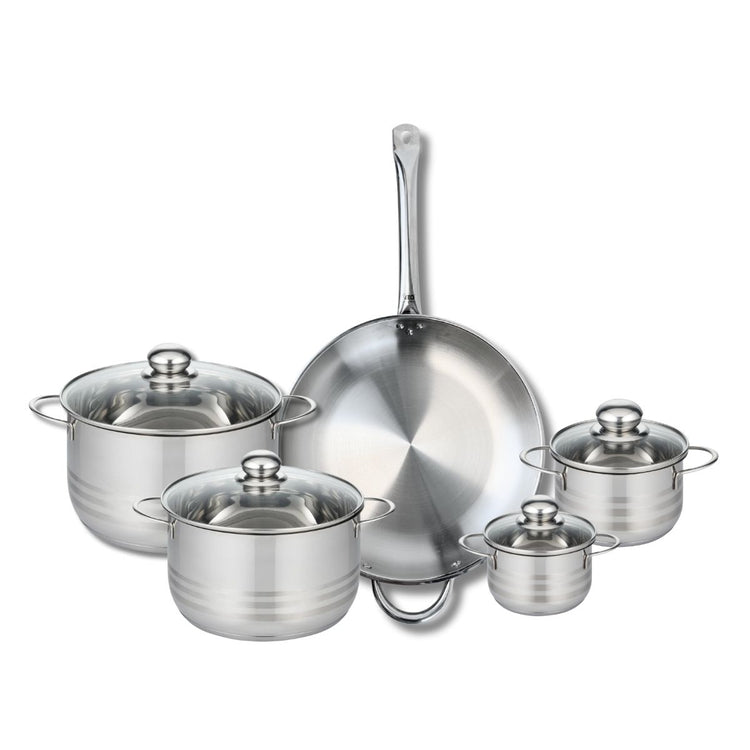 Ensemble de 1 Poêle de cuisson 32 cm et 4 faitouts 12, 14, 20 et 24 cm Elo Profi Brillant