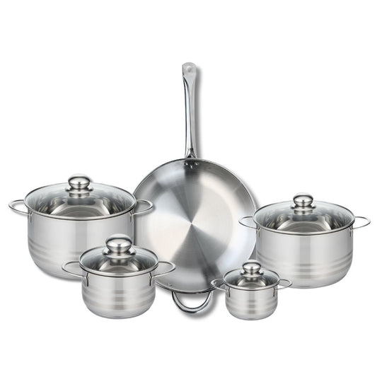 Ensemble de 1 Poêle de cuisson 32 cm et 4 faitouts 12, 16, 20 et 24 cm Elo Profi Brillant