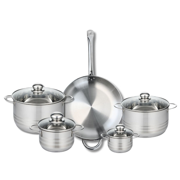 Ensemble de 1 Poêle de cuisson 32 cm et 4 faitouts 14, 16, 20 et 24 cm Elo Profi Brillant