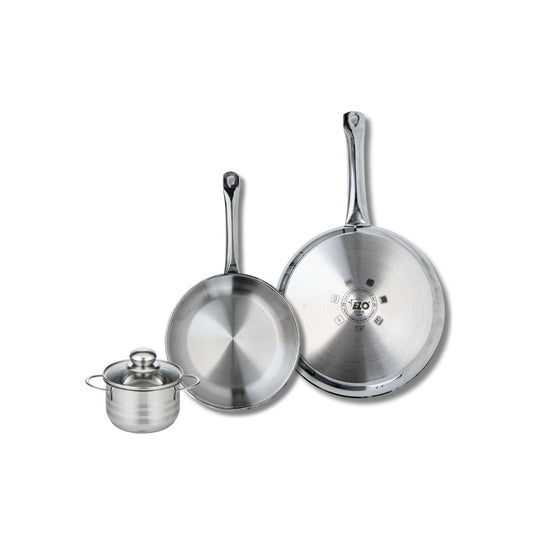 Ensemble de 2 Poêles de cuisson 24 et 28 cm et 1 faitout 12 cm Elo Profi Brillant