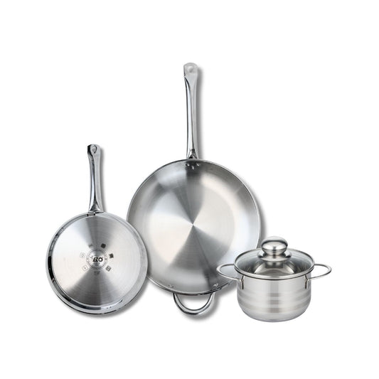 Ensemble de 2 Poêles de cuisson 24 et 32 cm et 1 faitout 16 cm Elo Profi Brillant