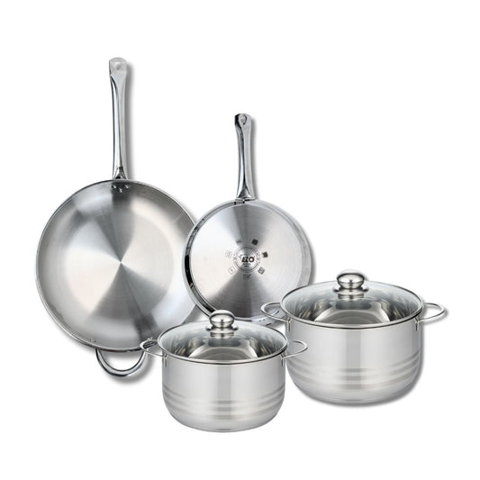 Ensemble de 2 Poêles de cuisson 24 et 32 cm et 2 faitouts 20 et 24 cm Elo Profi Brillant