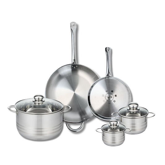 Ensemble de 2 Poêles de cuisson 24 et 32 cm et 3 faitouts 12, 14 et 24 cm Elo Profi Brillant