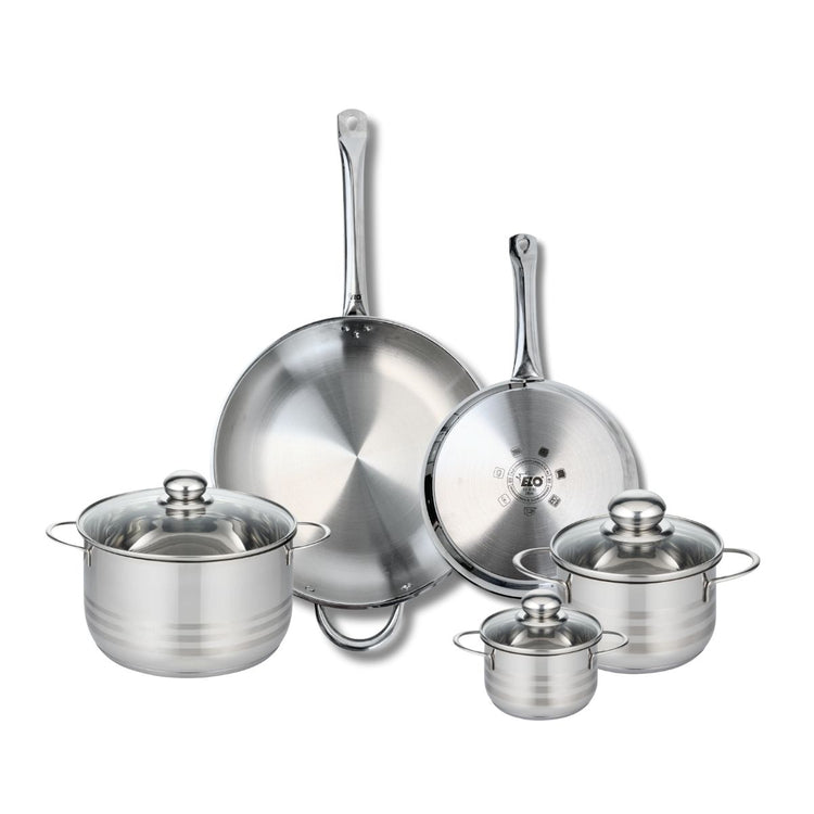 Ensemble de 2 Poêles de cuisson 24 et 32 cm et 3 faitouts 12, 16 et 20 cm Elo Profi Brillant