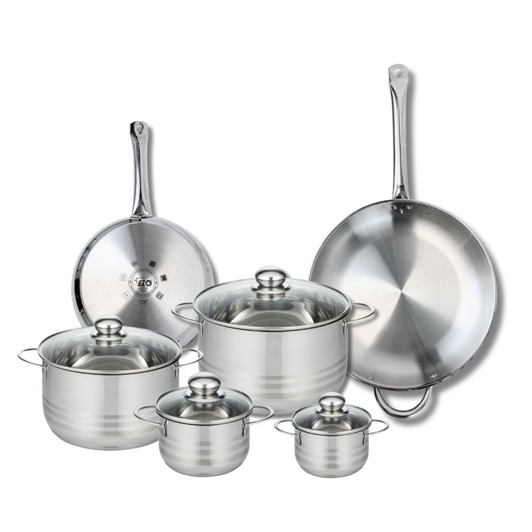 Ensemble de 2 Poêles de cuisson 24 et 32 cm et 4 faitouts 12, 14, 20 et 24 cm Elo Profi Brillant