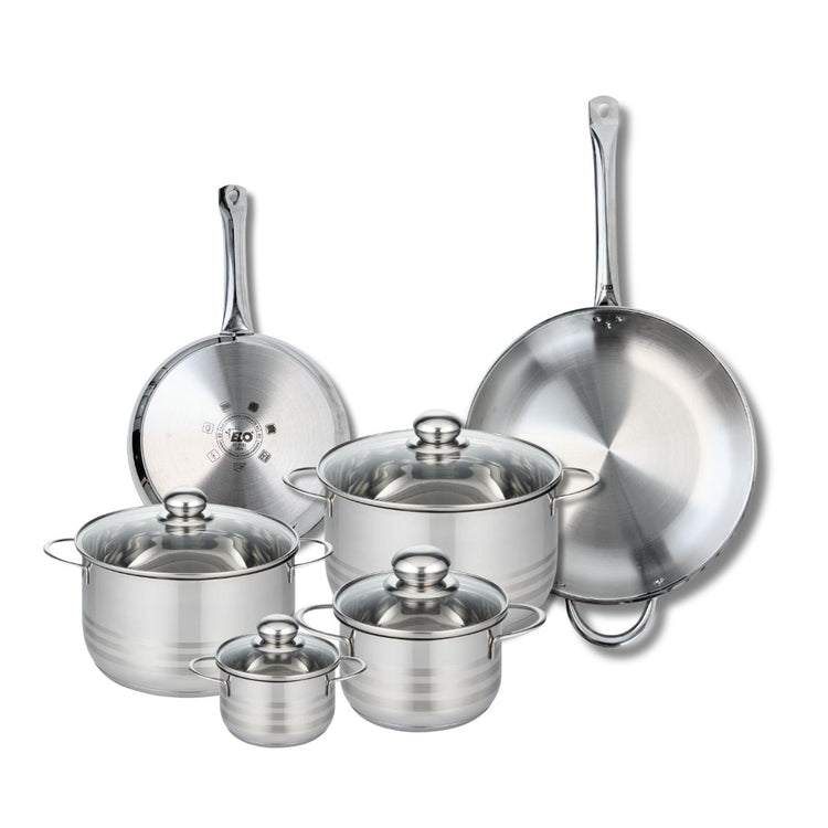 Ensemble de 2 Poêles de cuisson 24 et 32 cm et 4 faitouts 12, 16, 20 et 24 cm Elo Profi Brillant