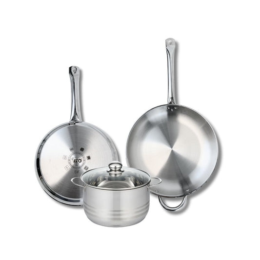 Ensemble de 2 Poêles de cuisson 28 et 32 cm et 1 faitout 20 cm Elo Profi Brillant
