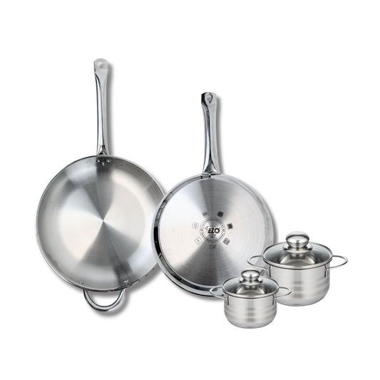 Ensemble de 2 Poêles de cuisson 28 et 32 cm et 2 faitouts 12 et 14 cm Elo Profi Brillant